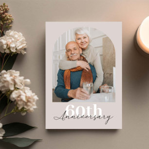 Minimalistische boog beige 60ste huwelijksjubileum kaart