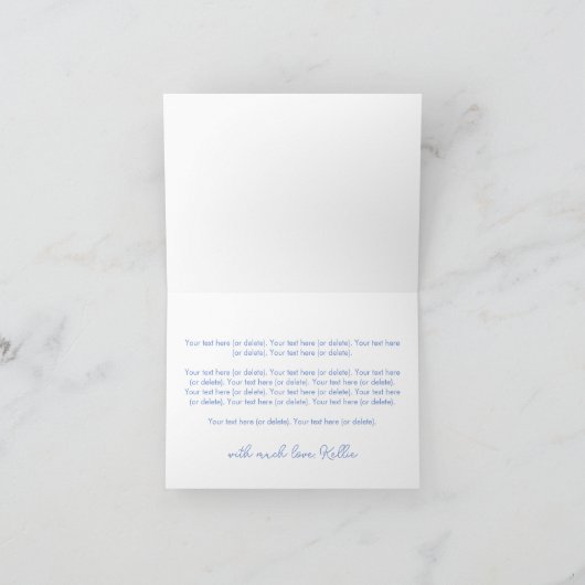 Minimalistische Boog Blauw Witte Strepen Kust Them Bedankkaart (Binnen)