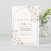 Minimalistische boog bloemenbruiloft kaart (Staand voorkant)