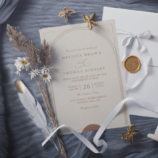 Minimalistische Boog Boho Elegante Chic QR Code Tr Kaart