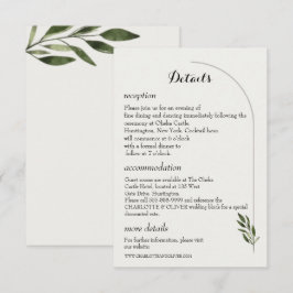 Minimalistische Boog Botanische Groene Huwelijksde Informatiekaartje