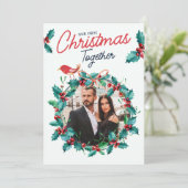 Minimalistische boog eerste kerst paar foto feestdagenkaart (Staand voorkant)