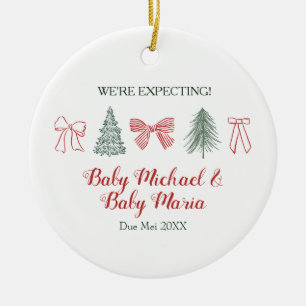 Minimalistische Boog en Boom Toekomstige Ouders Keramisch Ornament