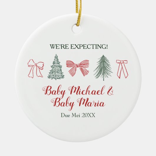 Minimalistische Boog en Boom Toekomstige Ouders Keramisch Ornament (Voorkant)