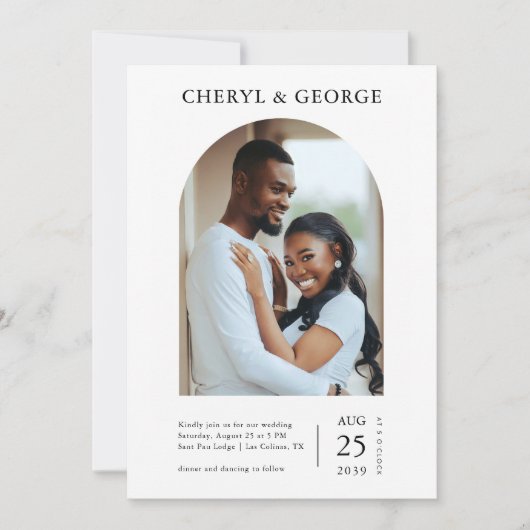 Minimalistische boog foto digitale of gedrukte bru kaart (Voorkant)