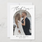 Minimalistische boog foto Emerald Green bruiloft Bedankkaart (Voorkant)