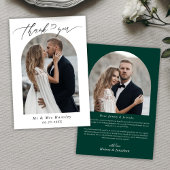 Minimalistische boog foto Emerald Green bruiloft Bedankkaart