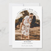 Minimalistische boog foto moderne bruiloft save the date (Voorkant)