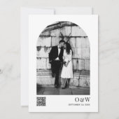 Minimalistische boog foto QR-code trouwen Kaart (Achterkant)