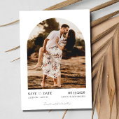 Minimalistische boog foto strand bruiloft save the date