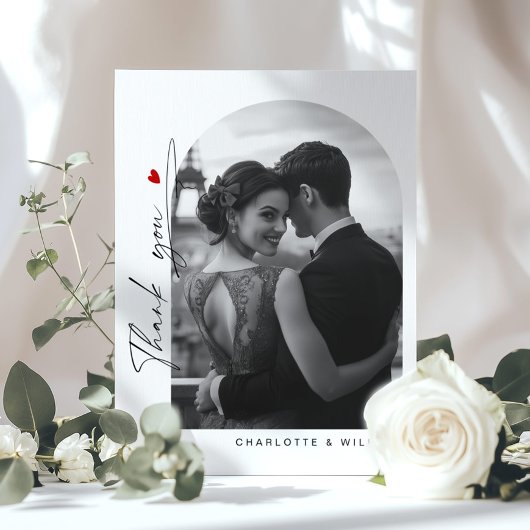 Minimalistische boog foto trouw bedankt briefkaart