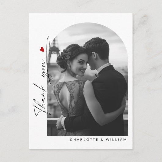 Minimalistische boog foto trouw bedankt briefkaart (Voorkant)