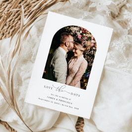 Minimalistische boog foto trouwkaart uitnodiging