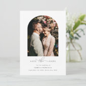 Minimalistische boog foto trouwkaart uitnodiging (Staand voorkant)