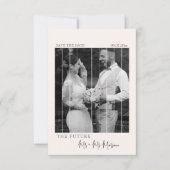 Minimalistische boog grillige retro foto bruiloft save the date (Voorkant)