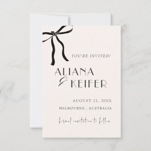 Minimalistische boog grillige retro foto bruiloft save the date (Achterkant)