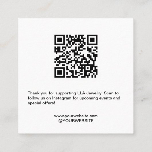 Minimalistische boog handgemaakte sieraden oorbell vierkante visitekaartje (Achterkant)