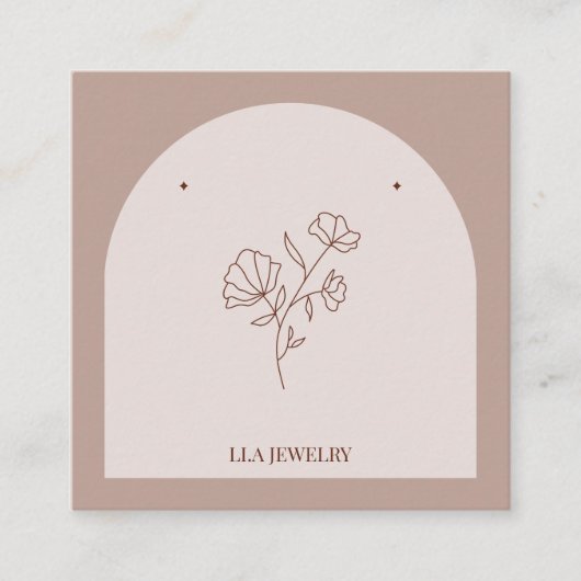 Minimalistische boog handgemaakte sieraden oorbell vierkante visitekaartje (Voorkant)