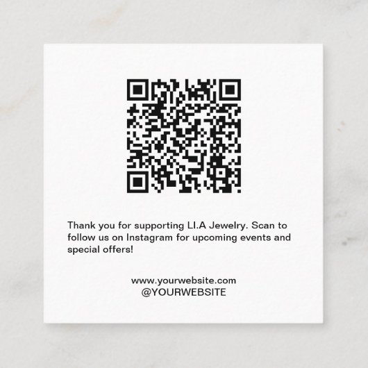 Minimalistische boog handgemaakte sieraden oorbell vierkante visitekaartje (Achterkant)