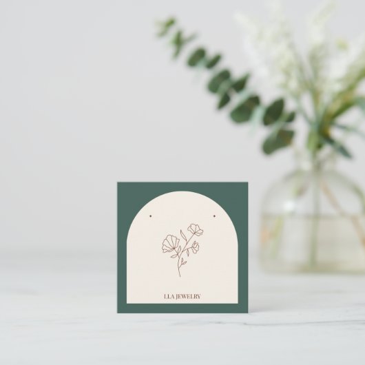 Minimalistische boog handgemaakte sieraden oorbell vierkante visitekaartje (Staand voorkant)