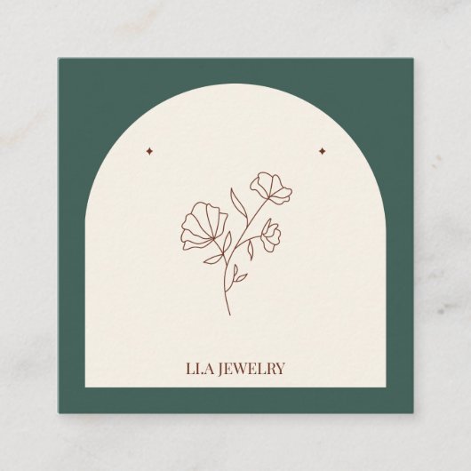 Minimalistische boog handgemaakte sieraden oorbell vierkante visitekaartje (Voorkant)