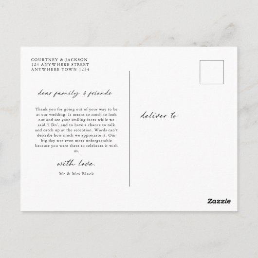 Minimalistische boog-huwelijksfoto Bedankkaart Briefkaart (Achterkant)