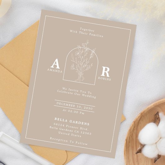 Minimalistische Boog Huwelijksuitnodiging Kaart