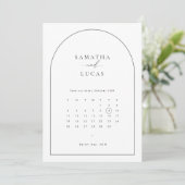 Minimalistische boog kalender Save the Date uitnod Kaart (Staand voorkant)