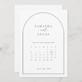 Minimalistische boog kalender Save the Date uitnod Kaart (Voorkant / Achterkant)