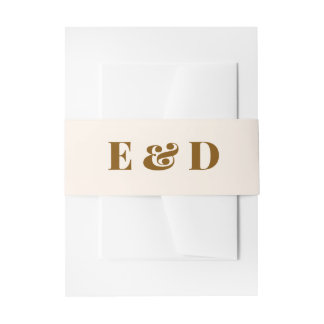 Minimalistische boog monogram trouw buikband uitnodigingen wikkel