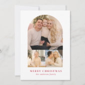 Minimalistische boog rode 3 foto kerstkaart (Voorkant)