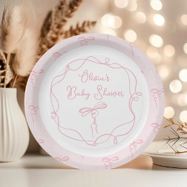 Minimalistische boog roze modern golvend lijst bab papieren bordje