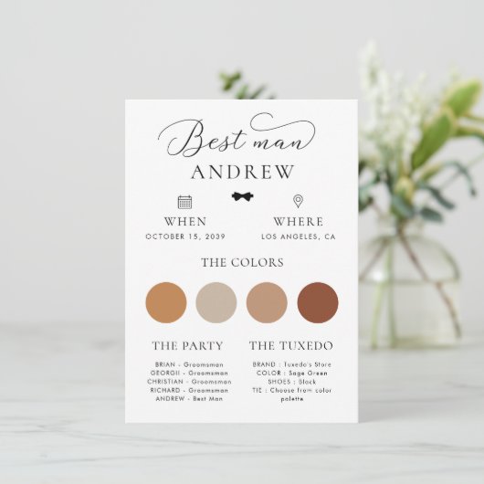 Minimalistische boog Stropdas beste man bruiloft i Kaart (Staand voorkant)