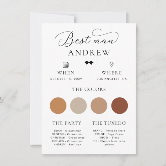 Minimalistische boog Stropdas beste man bruiloft i Kaart (Voorkant)