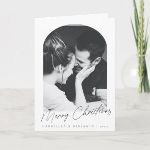 Minimalistische boog twee foto Kerstbrief dubbelge Feestdagen Kaart