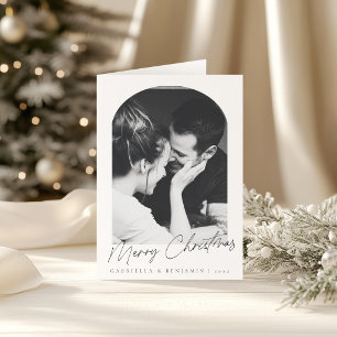 Minimalistische boog twee foto Kerstbrief dubbelge Feestdagen Kaart