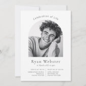 Minimalistische boog viering van het leven begrafe kaart (Voorkant)