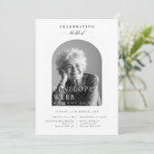 Minimalistische boog viering van het leven begrafe kaart (Staand voorkant)