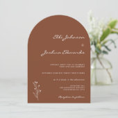 Minimalistische boogterracotta Boheemse bruiloft Kaart (Staand voorkant)