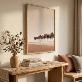 Minimalistische Boomlijn Muurkunst voor Woonkamer  Poster