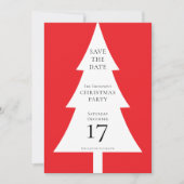 Minimalistische boomvorm Kerstrood Save the Date Kaart (Voorkant)