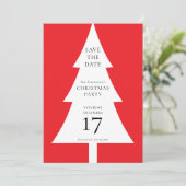 Minimalistische boomvorm Kerstrood Save the Date Kaart (Staand voorkant)