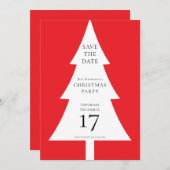 Minimalistische boomvorm Kerstrood Save the Date Kaart (Voorkant / Achterkant)