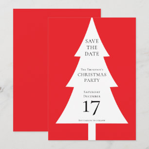 Minimalistische boomvorm Kerstrood Save the Date Kaart