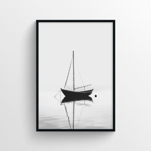 Minimalistische bootfotografie in monochroom poster