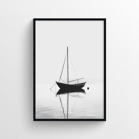 Minimalistische bootfotografie in monochroom poster