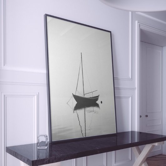 Minimalistische bootfotografie in monochroom poster
