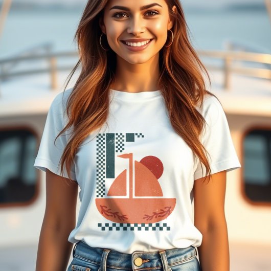 Minimalistische bootillustratie t-shirt