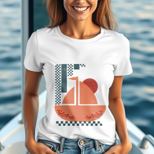 Minimalistische bootillustratie t-shirt