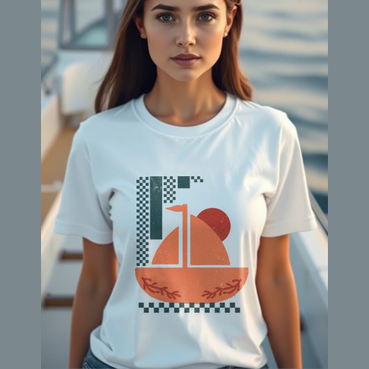 Minimalistische bootillustratie t-shirt